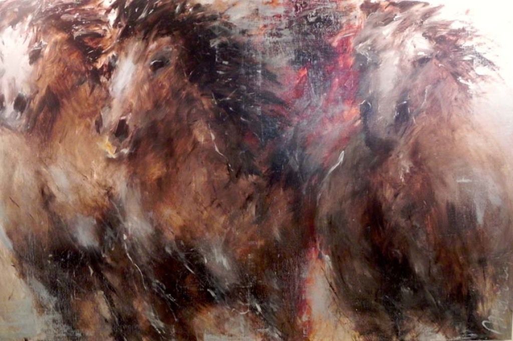 Wilde paarden schilderij